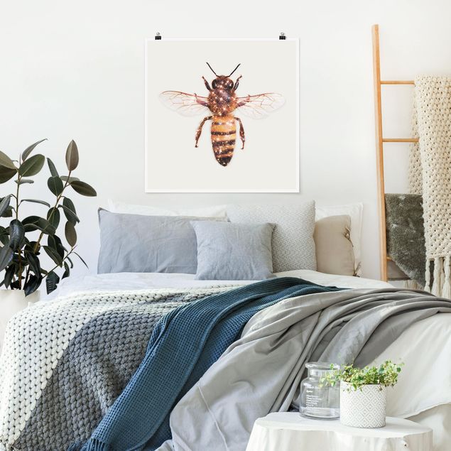 Kunstkopie Poster Biene mit Glitzer