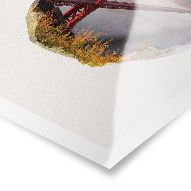 Poster - Wasserfarben - Golden Gate Bridge in San Francisco - Hochformat 4:3