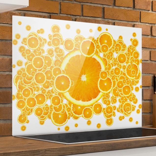 Spritzschutz Glas magnetisch Retro Orange Pattern