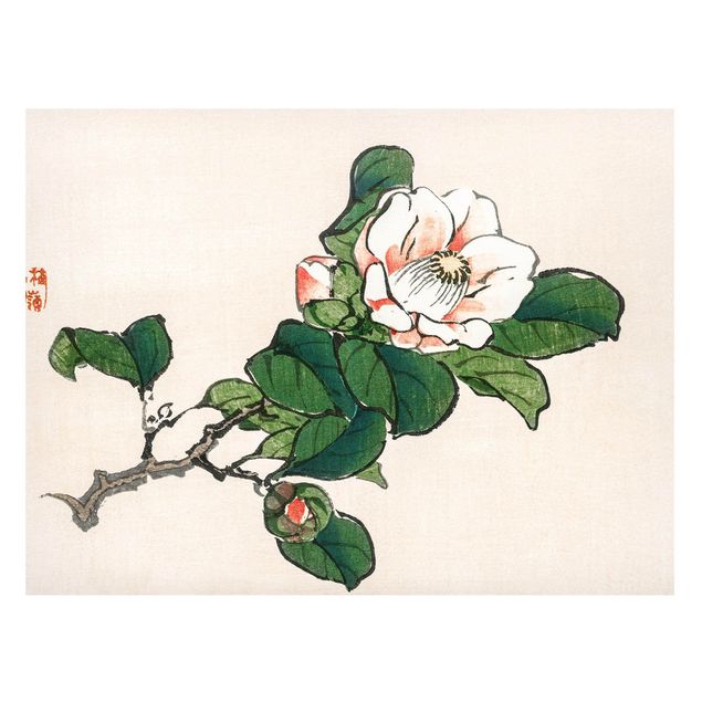 Magnettafel Blumen Asiatische Vintage Zeichnung Apfelblüte