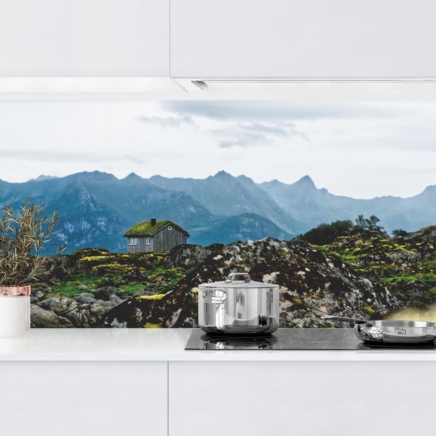 Küchenrückwände Platte Einsame Hütte in Norwegen