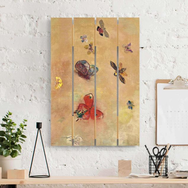 Moderne Holzbilder Odilon Redon - Bunte Schmetterlinge