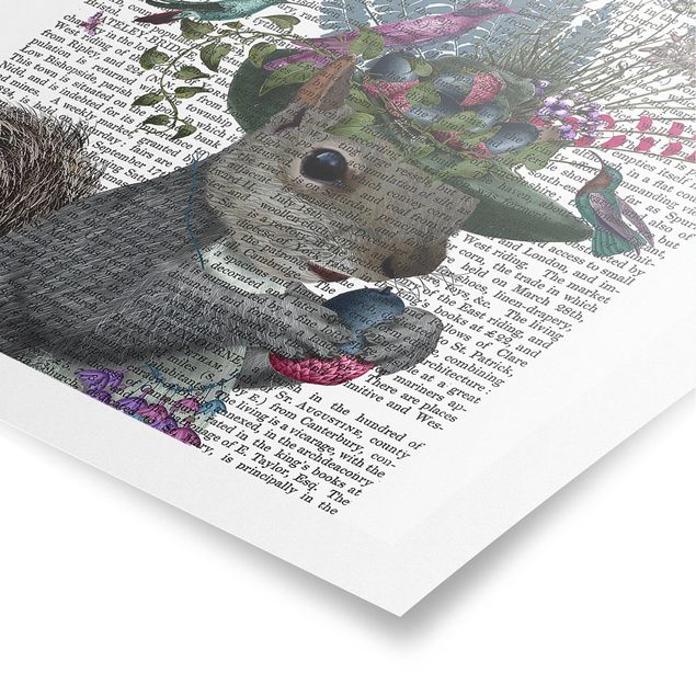 Poster - Vogelfänger - Eichhörnchen mit Eicheln - Quadrat 1:1