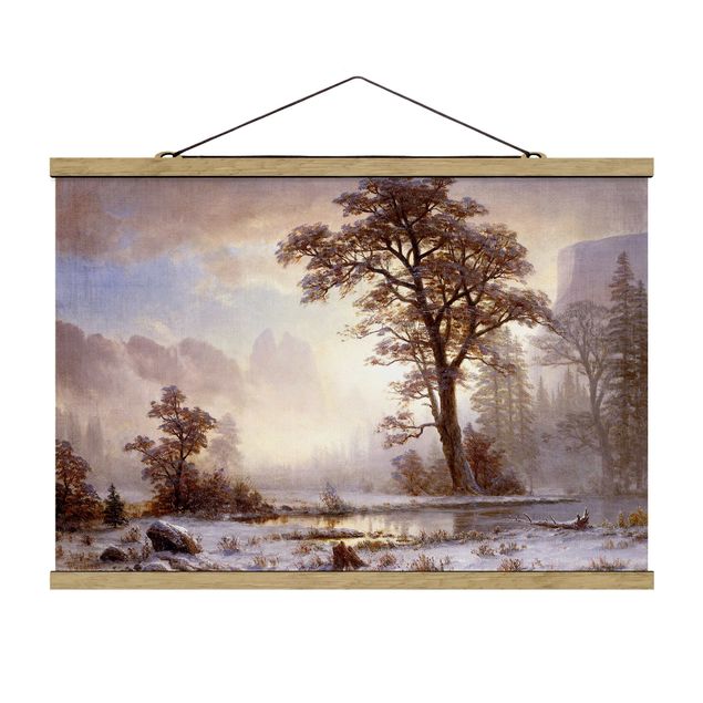 Stoffbilder mit Holzleisten Albert Bierstadt - Yosemite Valley bei Schneefall