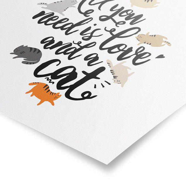 Poster - All you need is love and a cat - Quadrat 1:1