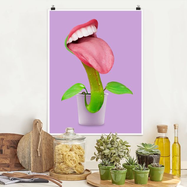 Poster Kunstdruck Fleischfressende Pflanze mit Mund