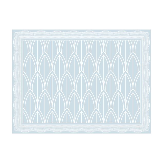 Teppich modern Art Deco Federn Muster mit Bordüre