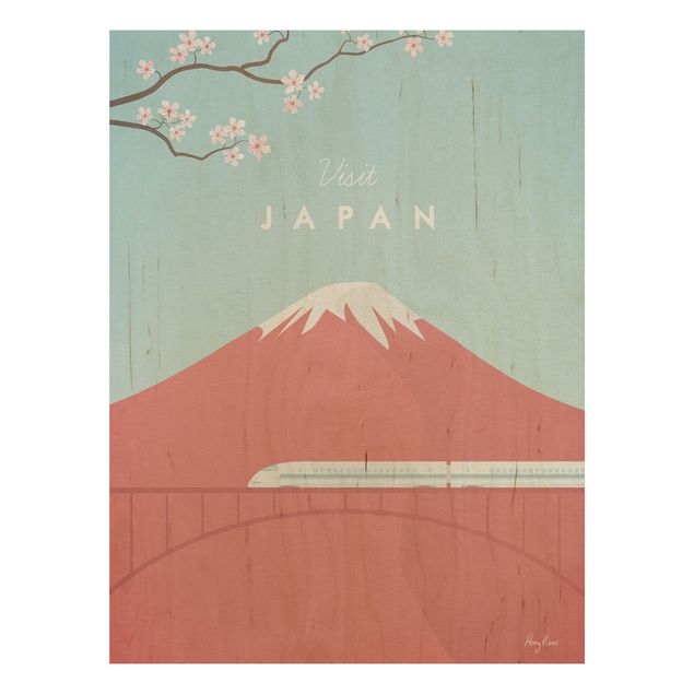 Holzbild - Reiseposter - Japan - Hochformat 4:3