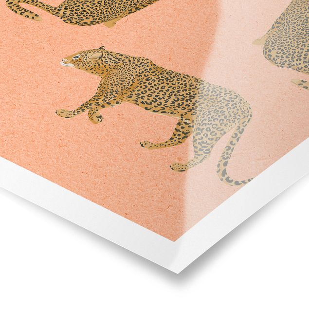 Poster - Illustration Leoparden Rosa Malerei - Hochformat 4:3