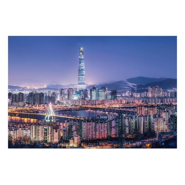 Alu Dibond Bilder Lotte World Tower bei Nacht