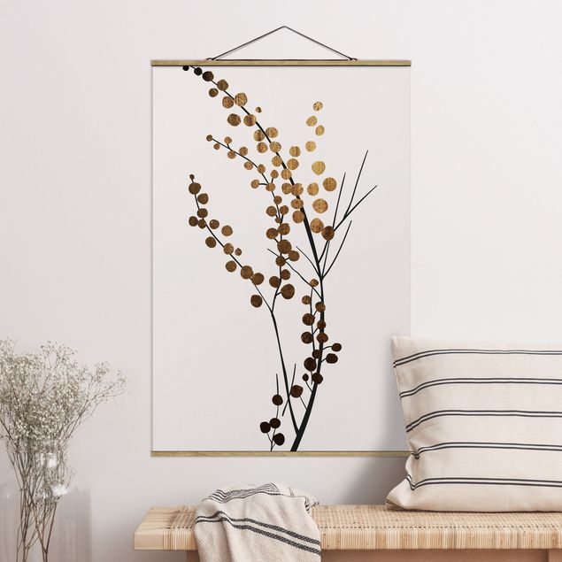 Wandbilder Grafische Pflanzenwelt - Beeren Gold