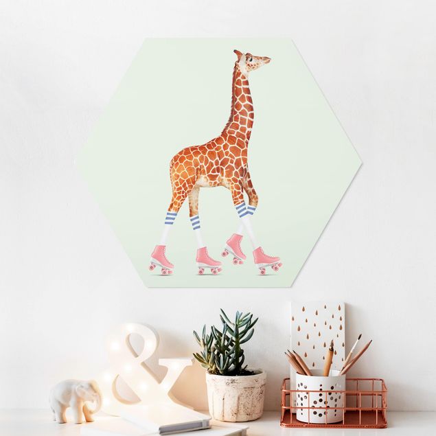 Bilder auf Hartschaumplatte Giraffe mit Rollschuhen