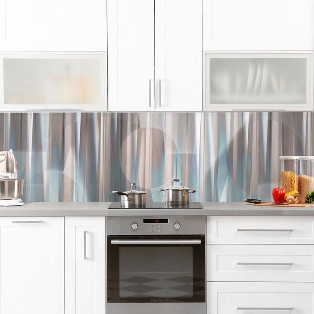 Küchenrückwand abstrakt Geometrische Formen in Kupfer und Blau