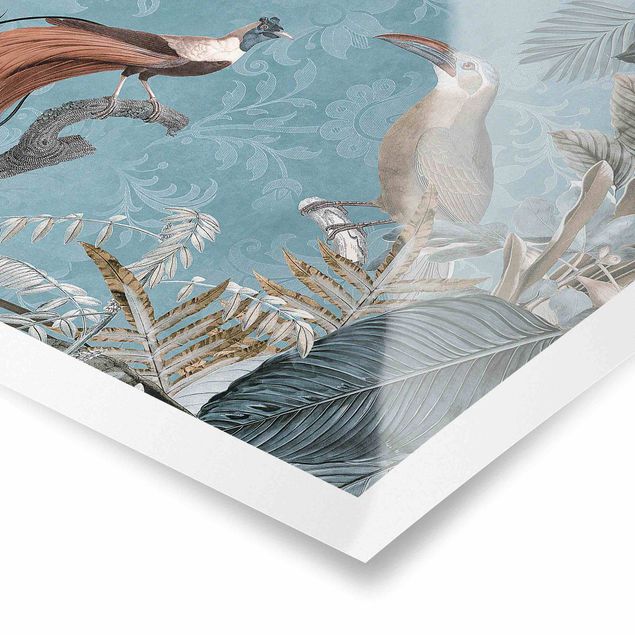Schöne Wandbilder Vintage Collage - Paradiesvögel