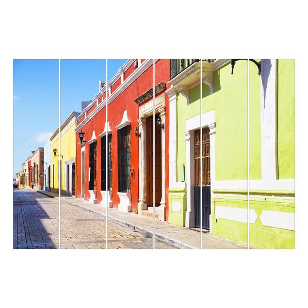 Flächenvorhang 6er Set Farbige Häuserfronten