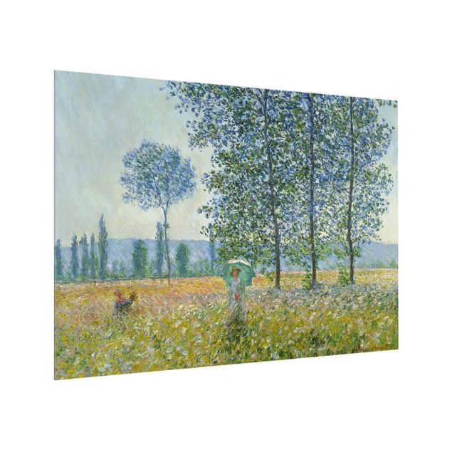 Küchenrückwand Glas Motiv Blumen Claude Monet - Felder im Frühling