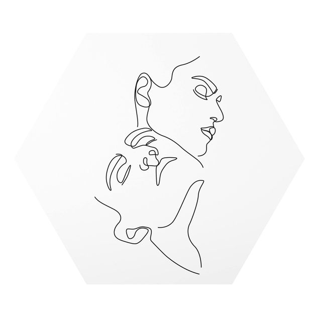 Hexagon Bild Forex - Line Art Frauen Gesichter Weiß