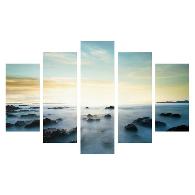 Leinwandbild 5-teilig - Sonnenuntergang über dem Ozean