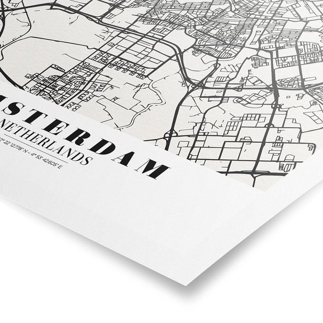 Poster Stadtplan Amsterdam - Klassik