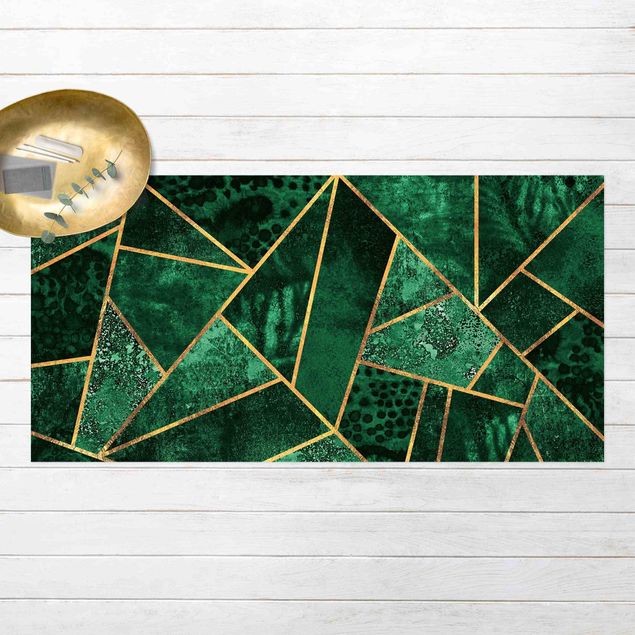 Abstrakte Bilder Dunkler Smaragd mit Gold