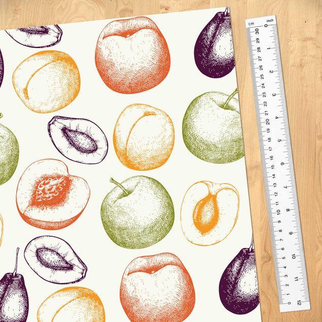 Klebe Dekorfolie Handgezeichnetes Obst Küchen-Muster