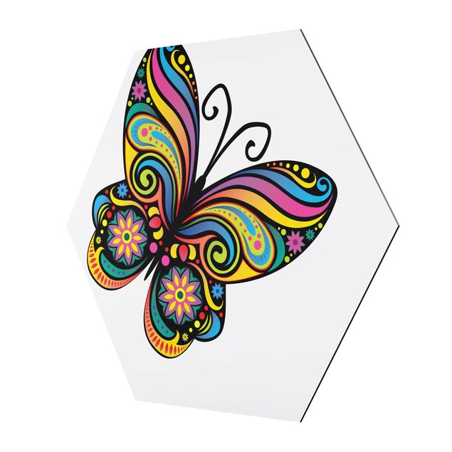 Hexagon Bild Alu-Dibond - No.BP22 Mandala Schmetterling