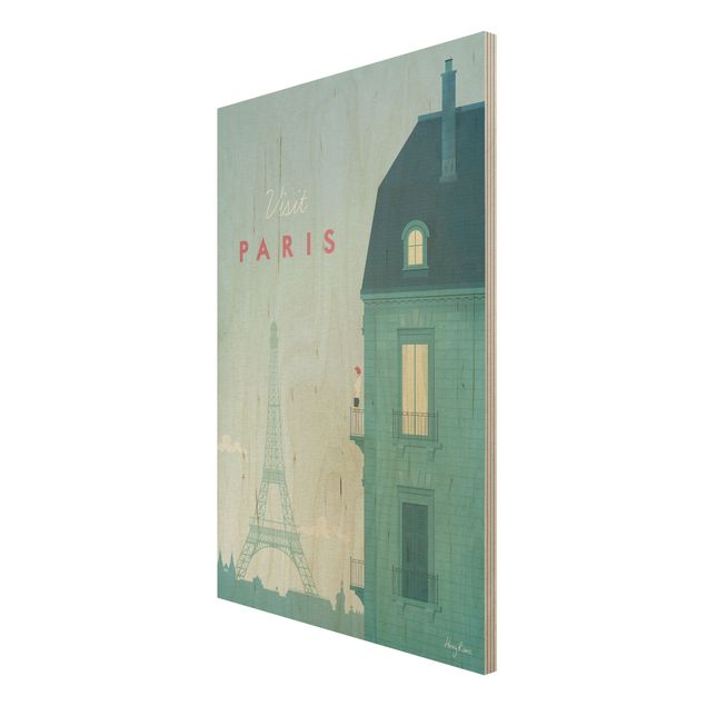 Holzbild Skyline Reiseposter - Paris
