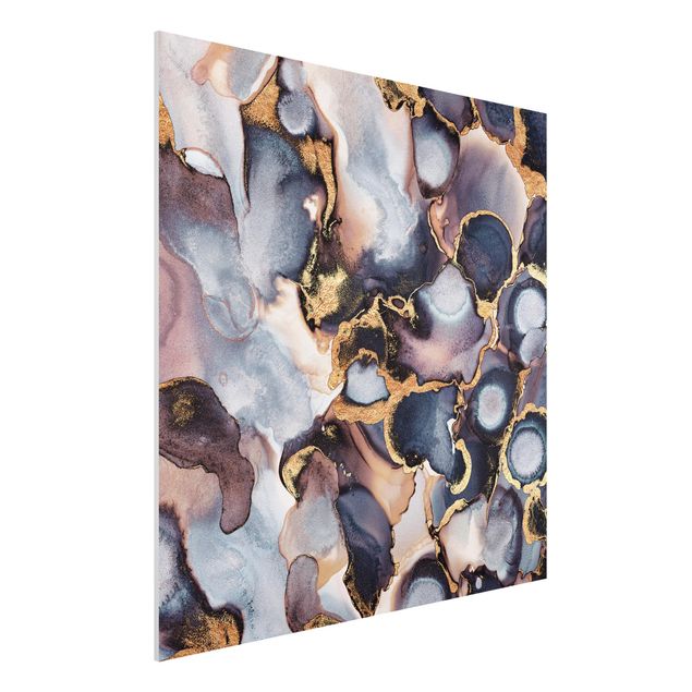 Wandbilder abstrakt Marmor Aquarell mit Gold