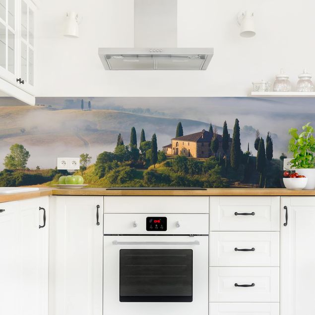 Küchenrückwand Glas Landschaft Landgut in der Toskana