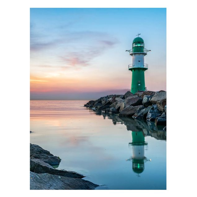 Magnettafel Strand Sunset at the Lighthouse