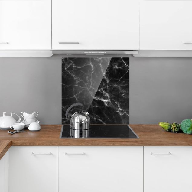 Küchenrückwand Glas Steinoptik Nero Carrara