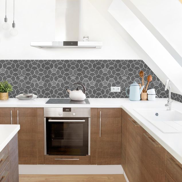 Küchenrückwand Fliesenoptik Geschwungene Fliese Keramikoptik - Grau