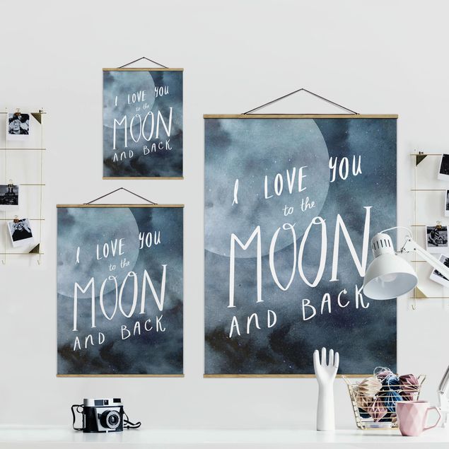 Stoffbild mit Posterleisten - Himmlische Liebe - Mond - Hochformat 3:4
