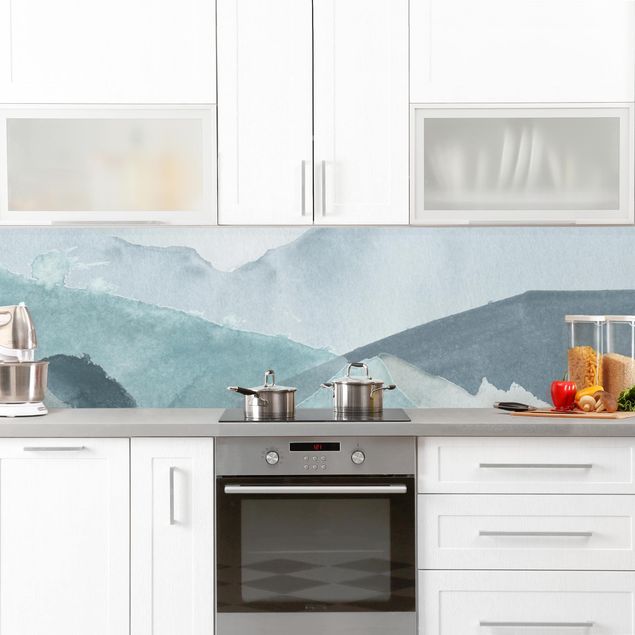 Küchenrückwand abstrakt Wogen in Blau III