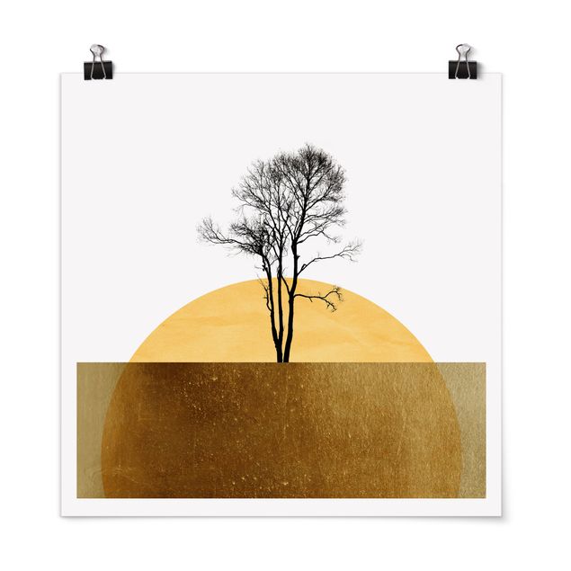 Poster kaufen Goldene Sonne mit Baum
