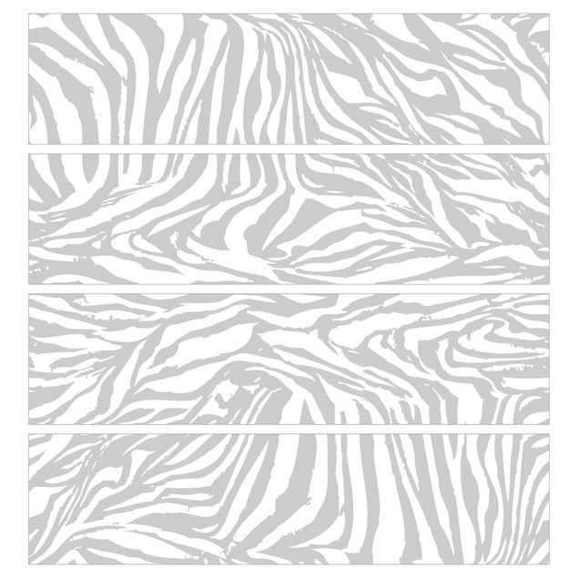 Möbelfolie für IKEA Malm Kommode - selbstklebende Folie Zebra Design Hellgrau
