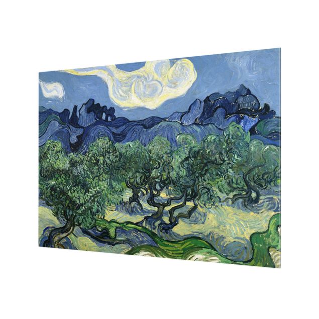 Küchenrückwand Glas Wald Vincent van Gogh - Olivenbäume