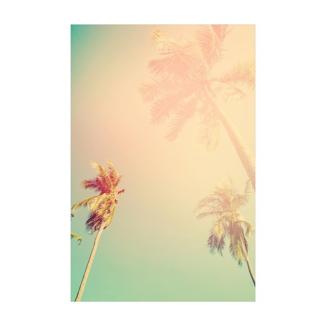 Vinyl-Teppich - Tropische Pflanzen Palmen bei Sonnenuntergang III - Hochformat 2:3