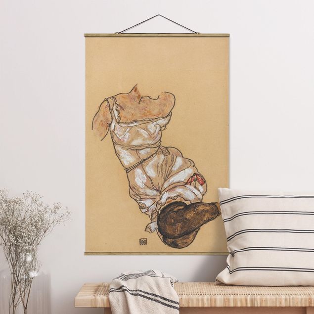 Kunstdruck Expressionismus Egon Schiele - Weiblicher Torso in Unterwäsche