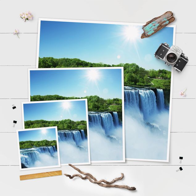 Poster - Wasserfalllandschaft - Quadrat 1:1