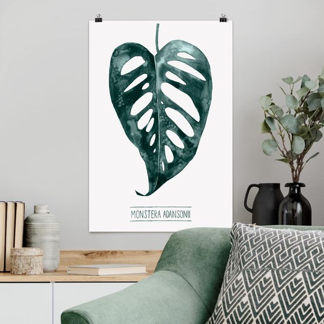 Poster Kunstdruck Smaragdgrüne Monstera Adansonii