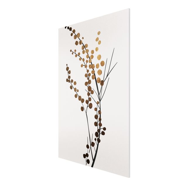 Forex Fine Art Print - Grafische Pflanzenwelt - Beeren Gold - Hochformat 3:2