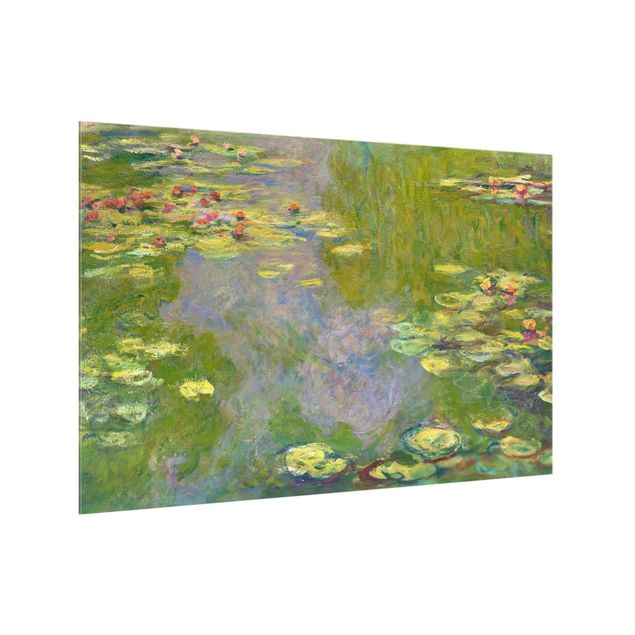 Küchenrückwand Glas Motiv Blumen Claude Monet - Grüne Seerosen