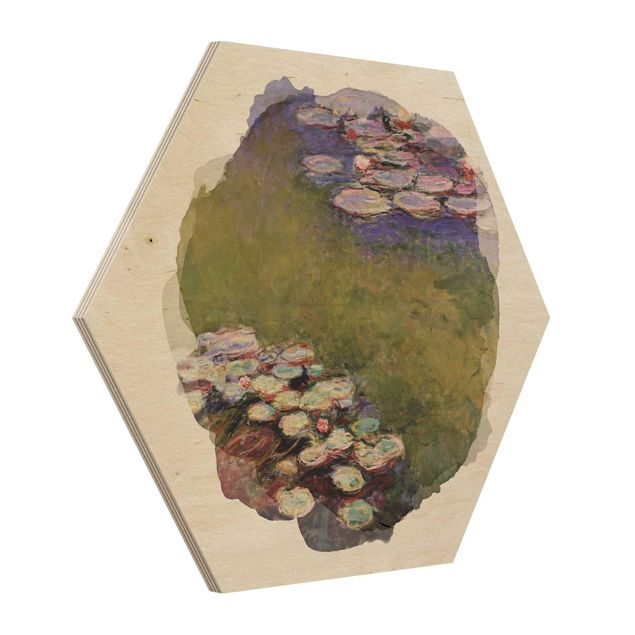 Moderne Holzbilder Wasserfarben - Claude Monet - Seerosen