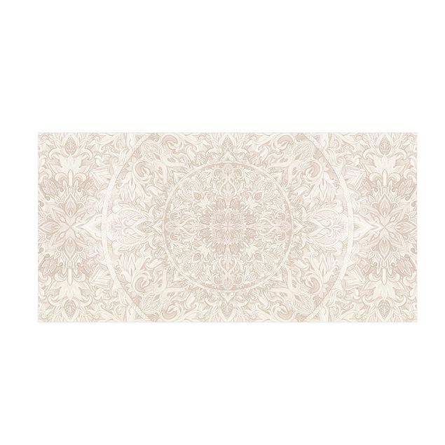 Beiger Teppich Mandala Aquarell Muster Ornament beige