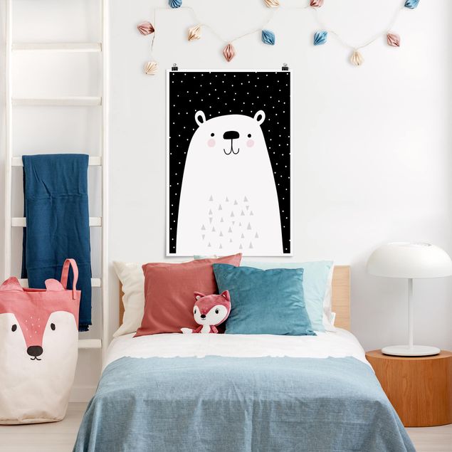 Poster Illustration Tierpark mit Mustern - Eisbär