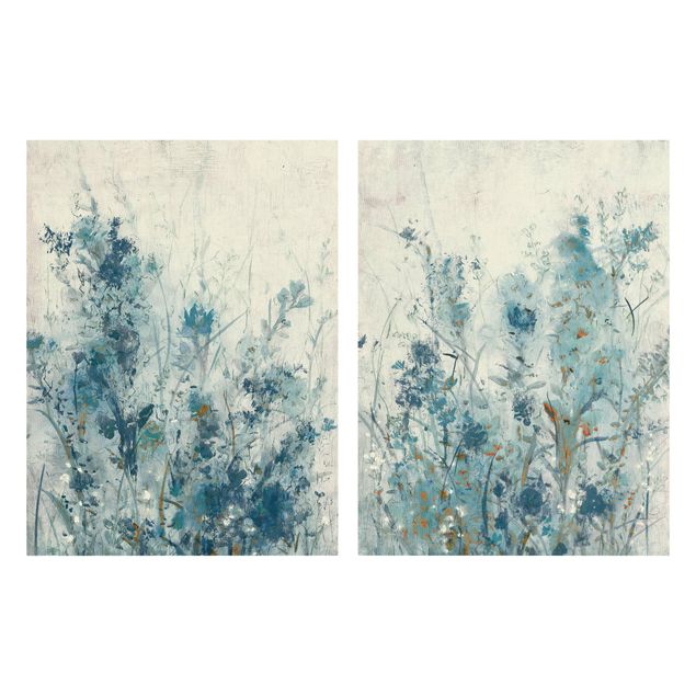 Wandbilder Blaue Frühlingswiese Set I
