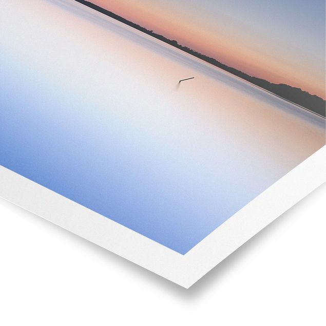 Poster - Flusssteg bei Sonnenuntergang - Panorama Querformat