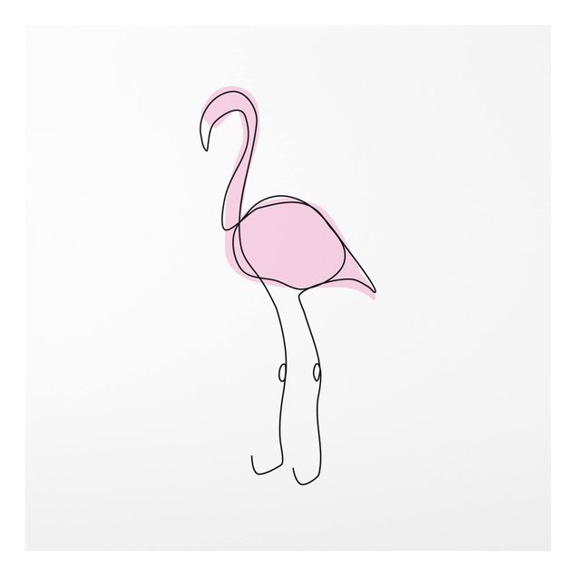 Forex Fine Art Print - Flamingo Line Art - Quadrat 1:1