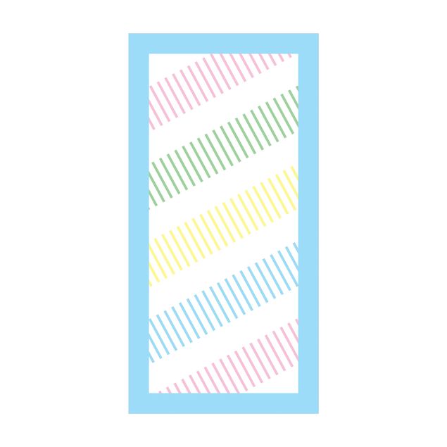 Teppich pastell Linienspuren in Pastell mit Rahmen